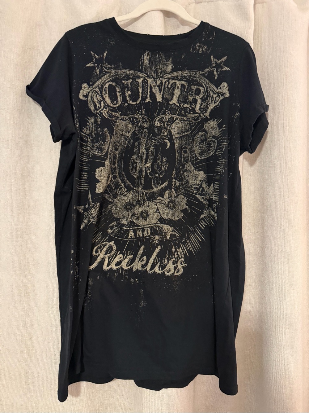 Black Graphic 'Country and Reckless' tee dress